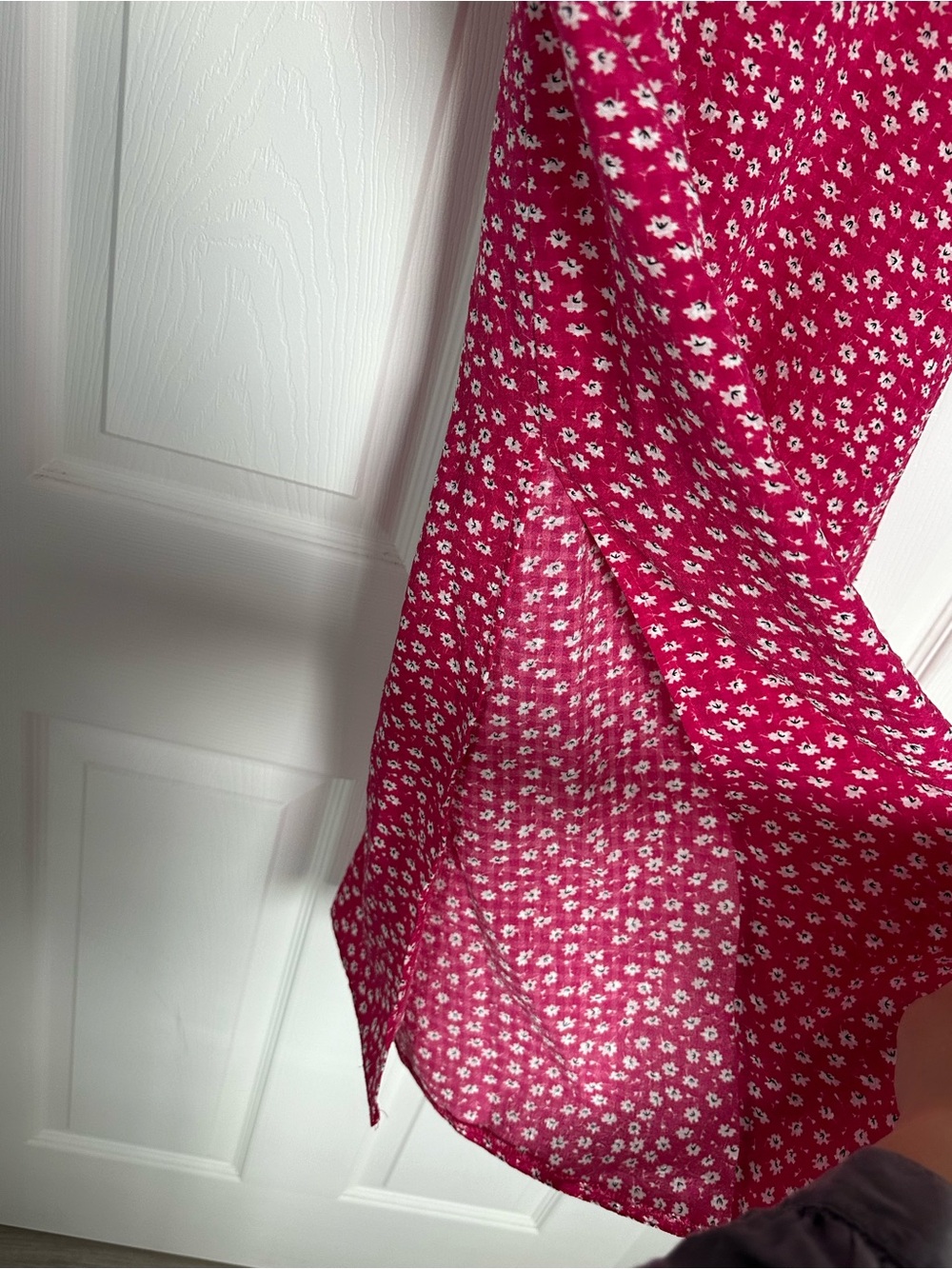 Pink Floral Midi Slip Dress with Delicate Spaghetti Straps - Picture 10 of 11
